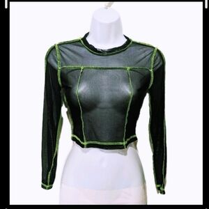 SHEIN Sheer Mesh Long Sleeve Top S Whimsigoth Fairy Grunge #200L